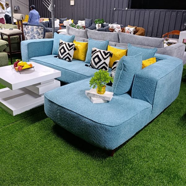 Modern Light Blue L-Shaped Sofa – Luxury Sectional Sofa 