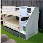 White and Grey Double Decker Bed with Removable Underbed Storage